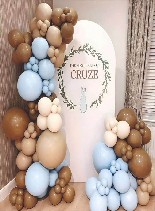 YOURS DECOR مجموعة زينة حفل استقبال المولود من يورز ديكور - 124 بالونًا بألوان الأزرق والبني والبيج | مجموعة زينة لحفل استقبال المولود | عنصر زينة لحفل استقبال المولود - Image 5